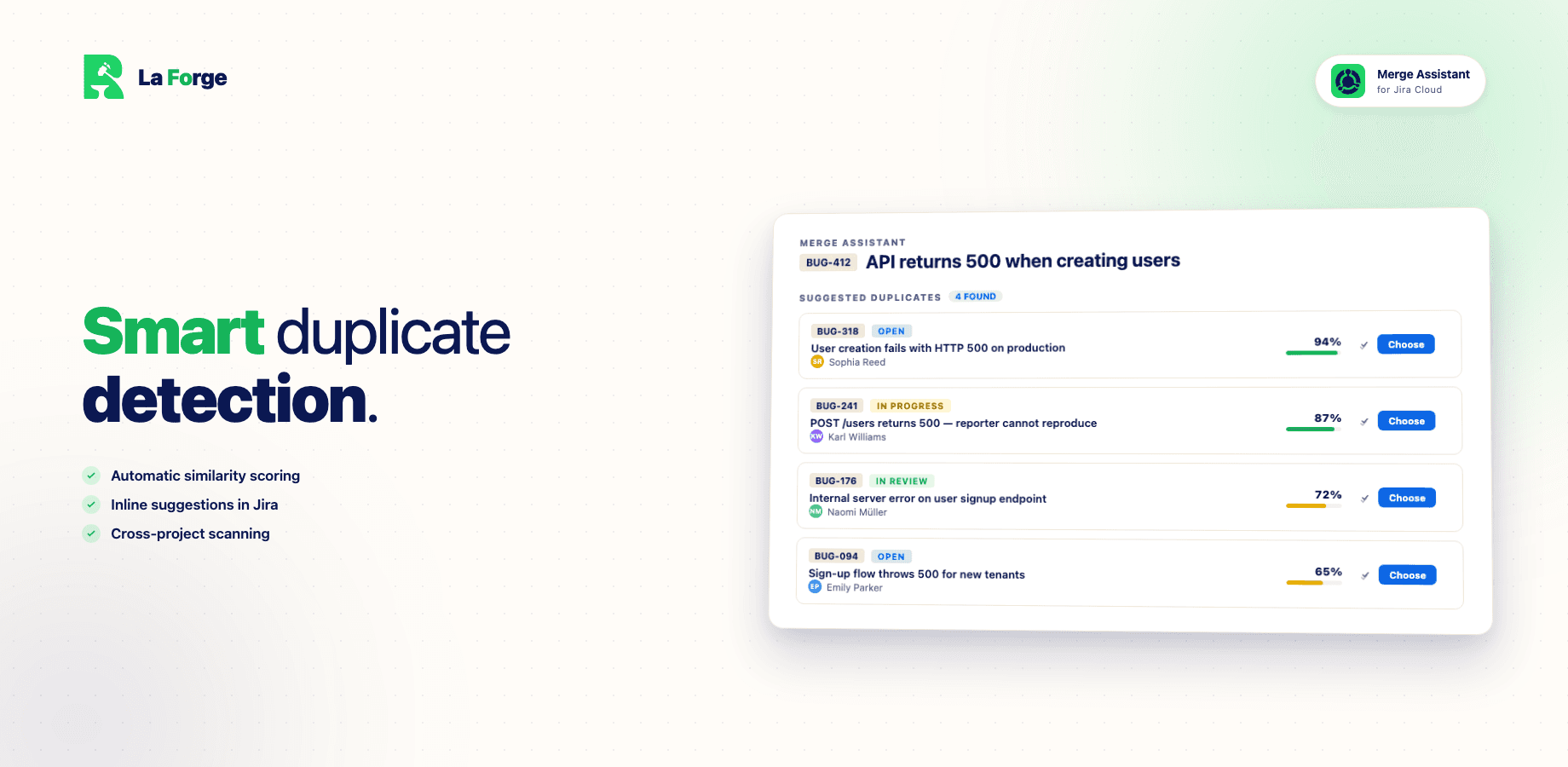 Smart duplicate detection with merge suggestions inside Jira